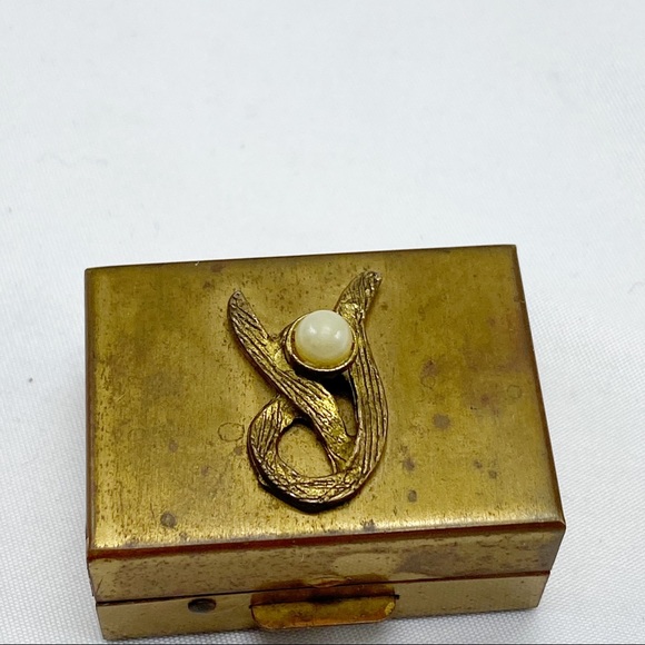 Vintage Gold Pearl Art Deco Hinged Trinket Box
